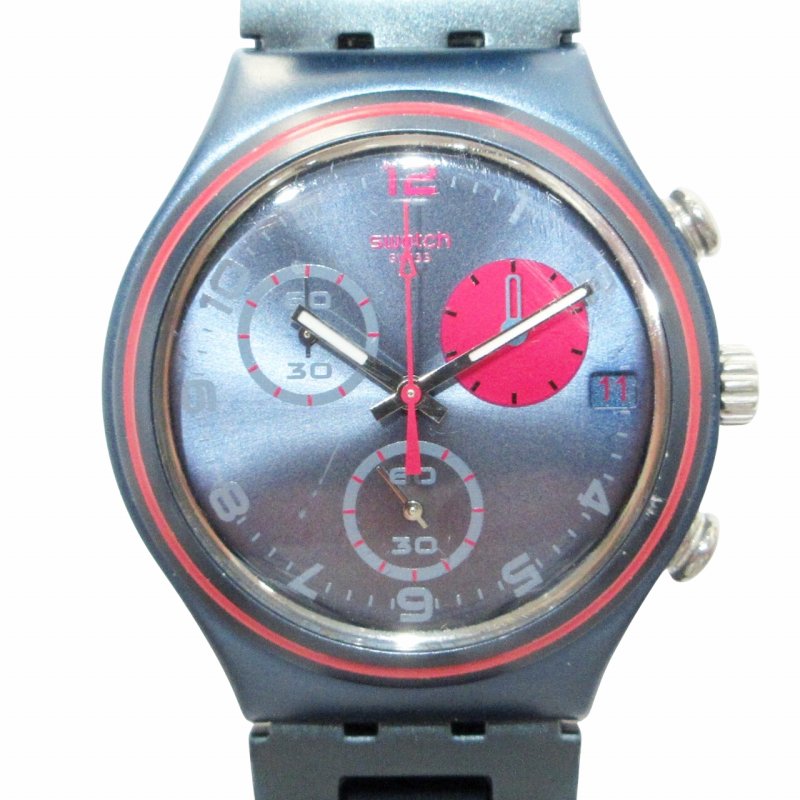 スウォッチ SWATCH アイロニー IRONY クロノグラフ 腕時計 ブルー文字 