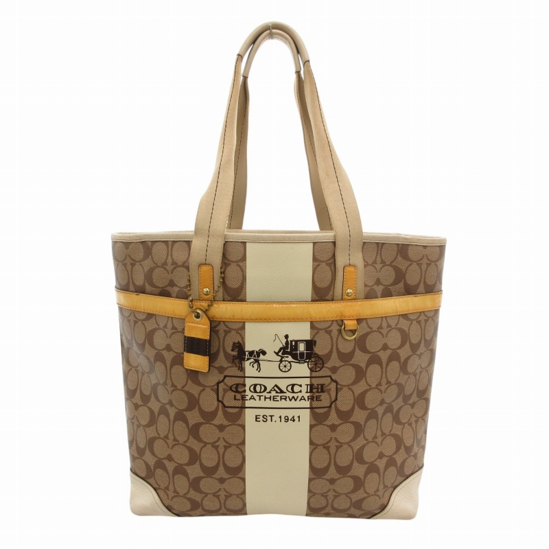 【美品】COACH シグネチャー ヘリテージ ストライプ トートバッグ 茶色 楽天市場】【バッグ】COACH コーチ シグネチャー ヘリテージ