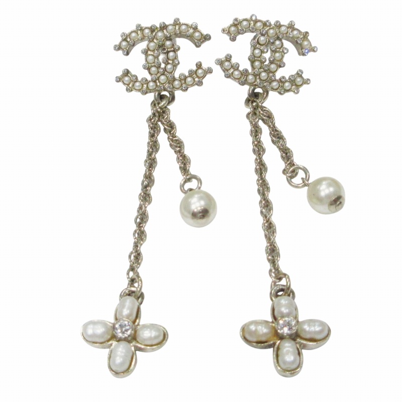 シャネル CHANEL C19 チェーンピアス ココマーク ラインストーン 