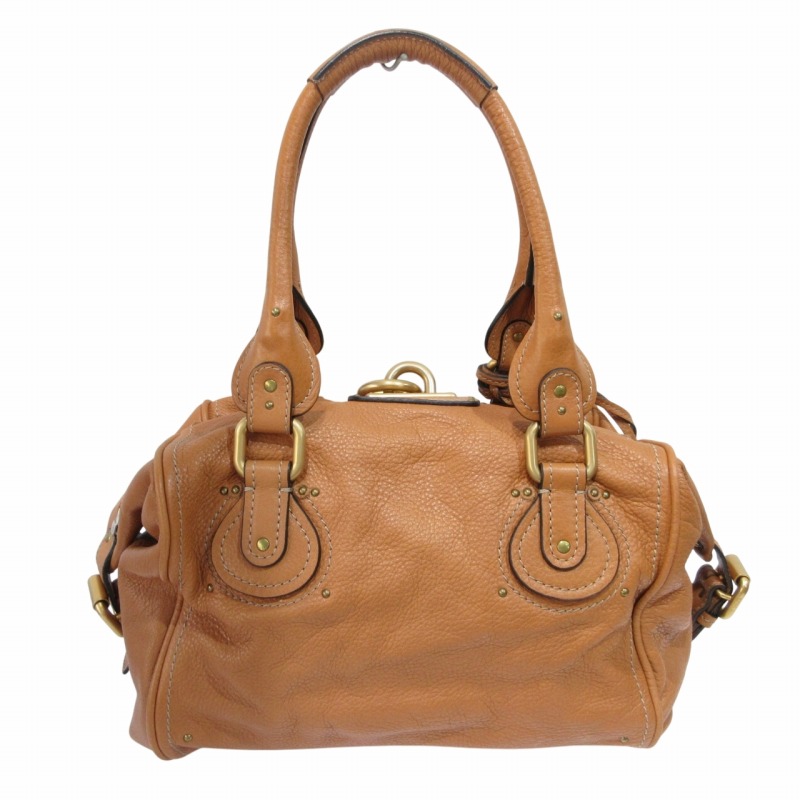 極美品✨ Chloe クロエ　パディントン　ベルト金具　南京錠　ブラウン クロエ パディントン ハンドバッグ レザー 南京錠 鍵 ブラウン