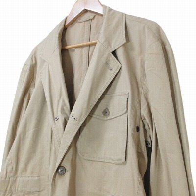 チャップス CHAPS 大きいサイズ フィールドジャケット ミリタリー リネン混 シャドーストライプ 2L ベージュ X メンズ