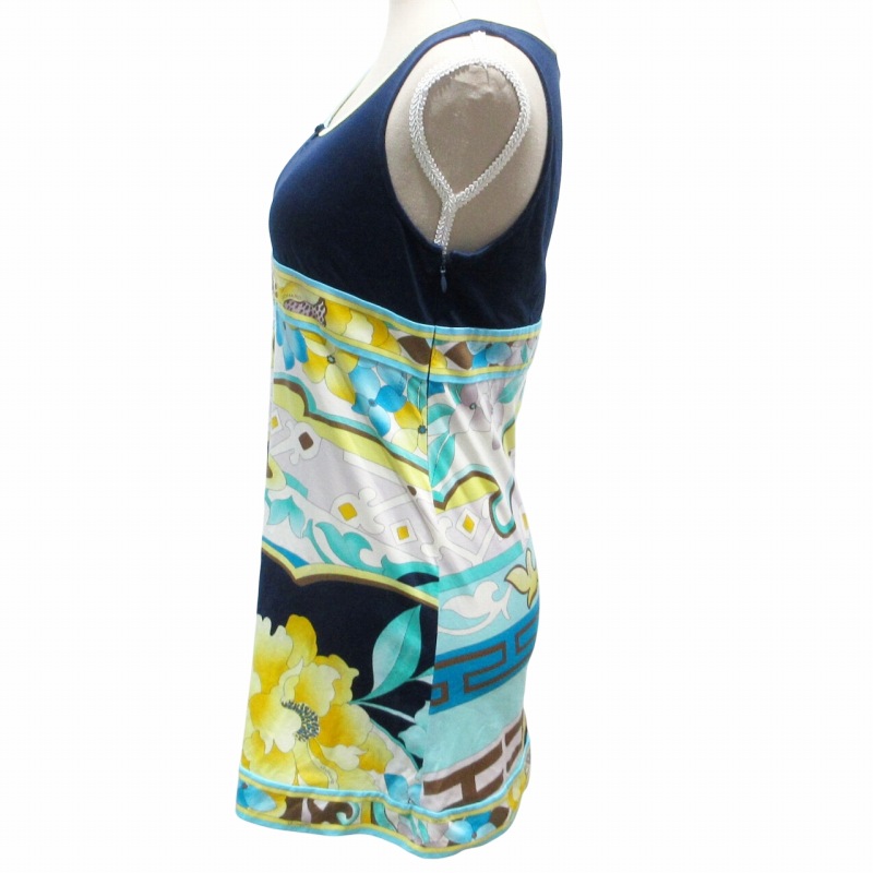 レオナール　ノースリーブ　ワンピース　花柄 レオナール LEONARD FASHION 美品 ワンピース 花柄 切替 ロゴ