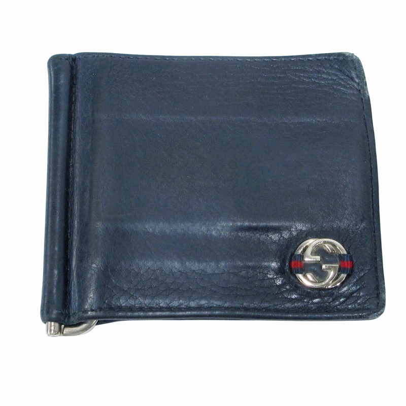 グッチ GUCCI 二つ折り財布 マネークリップ インターロッキング ロゴ