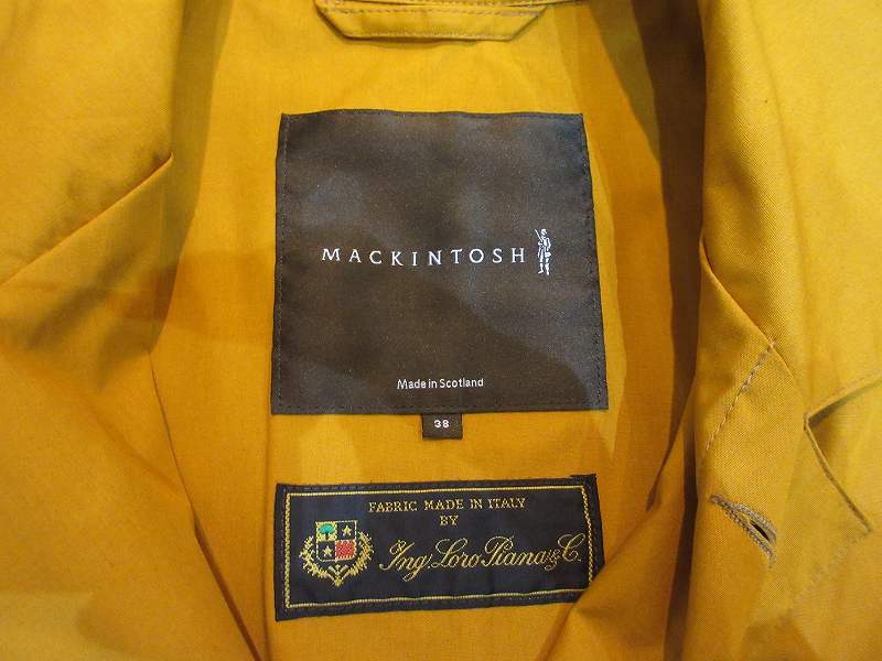マッキントッシュ MACKINTOSH ステンカラーコート スプリングコート ロロピアーナ オレンジ 38 メンズ